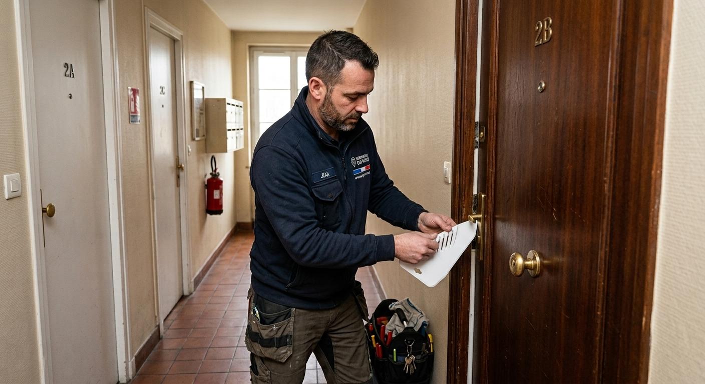 Serrurier des Serruriers de  ouvrant une porte claquée avec une radio